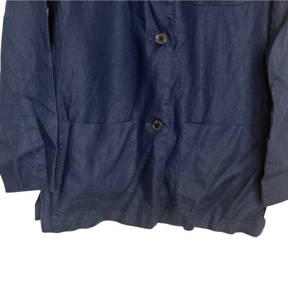Lauren Ralph Lauren Linen Jacket Womens Blue Small Front Button Pockets New - Picture 4 of 9
